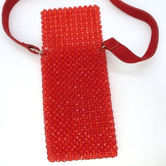 Free People Edie Beaded Belt Bag Red Crossbody Bag Y2K 90's Style Purse - Picture 4 of 4